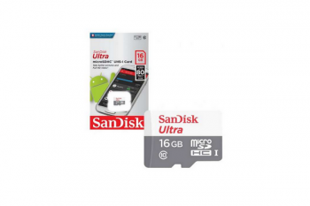 Карта памяти MicroSD 16GB SanDisk Class 10 Ultra Android UHS-I (80 Mb/s) + SD адаптер купить в магазине навиглон