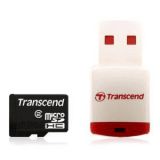 MicroSD 16Gb Class 2 + USB Reader Transcend (TS16GUSDHC2-P3)