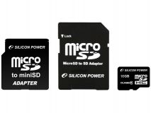 MicroSD 16GB Silicon Class 6 + 2 адаптера (SP016GBSTH006V30)