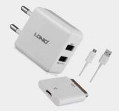 Сетевое зарядное устройство LDNIO DL-AC200 2USB 1.5A с кабелем Samsung/iPhone